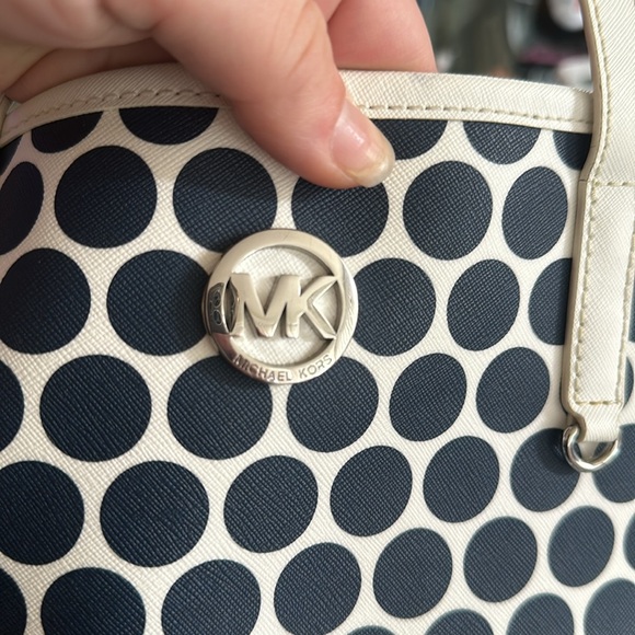 Michael Kors White and Navy Polka Dot Tote - Picture 8 of 8